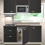 Keukenblok 180 cm Antraciet incl kookplaat, afzuigkap, inbouw koelkast en magnetron RAI-191