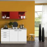 Kitchenette/buffetkast 150 cm met rood schuif rek Incl. keramisch kookveld en RVS spoelbak KT156-9-365