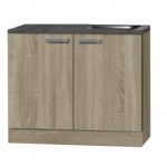 Keukenblok Neapel licht eiken ruw met houten wertkblad + losse rvs spoelbak HRG-103