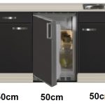 keukenblok 150cm antraciet-zwart glans met koelkast RAI-7979
