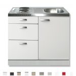 keukenblok Lagos wit hoogglans 100 x 60 cm met 3 laden + e-kookplaat