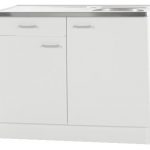 Keukenblok Wit met een la, RVS aanrecht 100 cm x 60 cm SPLSO106-6-42