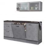 keukenblok 180cm betonlook met vaatwasser en glazen wandkast 120cm RAI-884