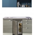 Kitchenette 150 cm met blauw schuif rek met rvs aanrechtblad, keramisch kookplaat en rvs spoelbak RAI-5252