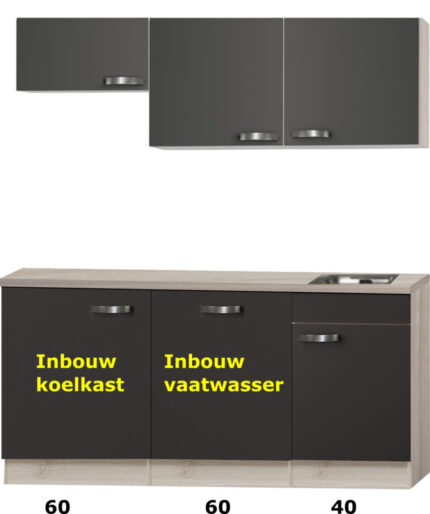 kitchenette 160cm incl vaatwasser en inbouw koelkast RAI-914 - Afbeelding 3