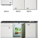 Keukenblok 170 wit hoogglans met wandkasten incl rvs spoelbak en koelkast en magnetron RAI-516