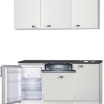Kitchenette 160cm wit hoogglans met vaatwasser en koelkast en kookplaat RAI-4532