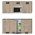 keukenblok 170cm met koelkast, magnetron en kookplaat RAI-0404