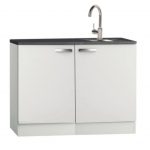 Kitchenette 100cm wit glans met vierkante design rvs spoelbak RAI-4430