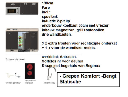 Kitchenette 130cm met combimagnetron, koelkast en kookplaat RAI-KL-9989 - Afbeelding 3