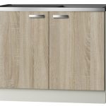 Keukenblok Padua licht eiken ruw met rvs aanrecht en spoelbak 100 x 60 cm HRG-10