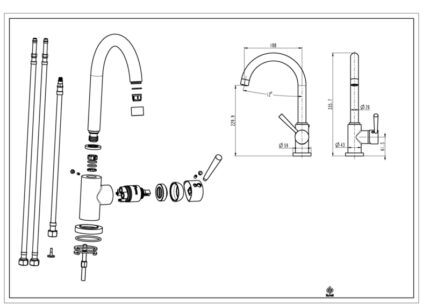 Lage druk keukenkraan CORNWALL ééngreepsmengkraan met hoge uitloop, RVS-look HRG-333 - Afbeelding 3