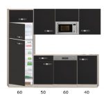 Keukenblok Antraciet mat 210 cm Incl. koelkast, magnetron, vaatwasser RAI-8458